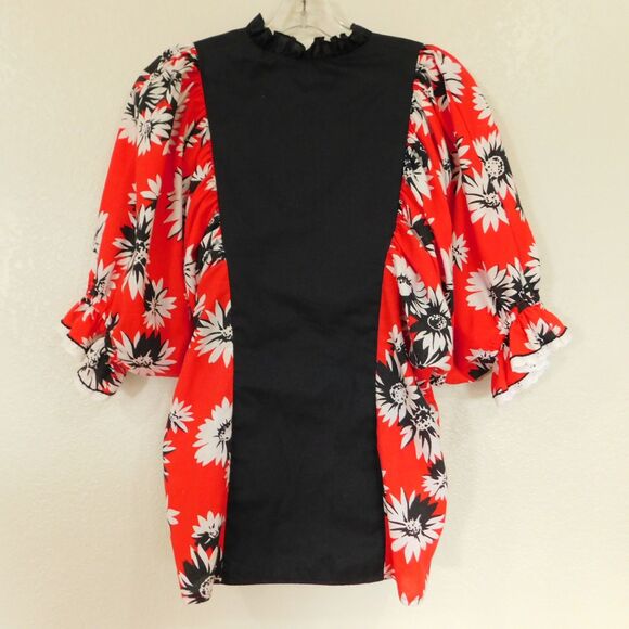 VTG Fancy Fashions Texas Square Dance 2-Pc Dress Skirt Blouse Red Black Ruffles - Picture 5 of 16